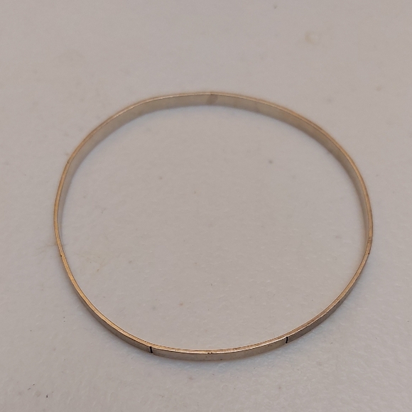 Vintage Jewelry - Unsigned Sterling Silver Two Tone Texture Segmented Bangle Bracelet